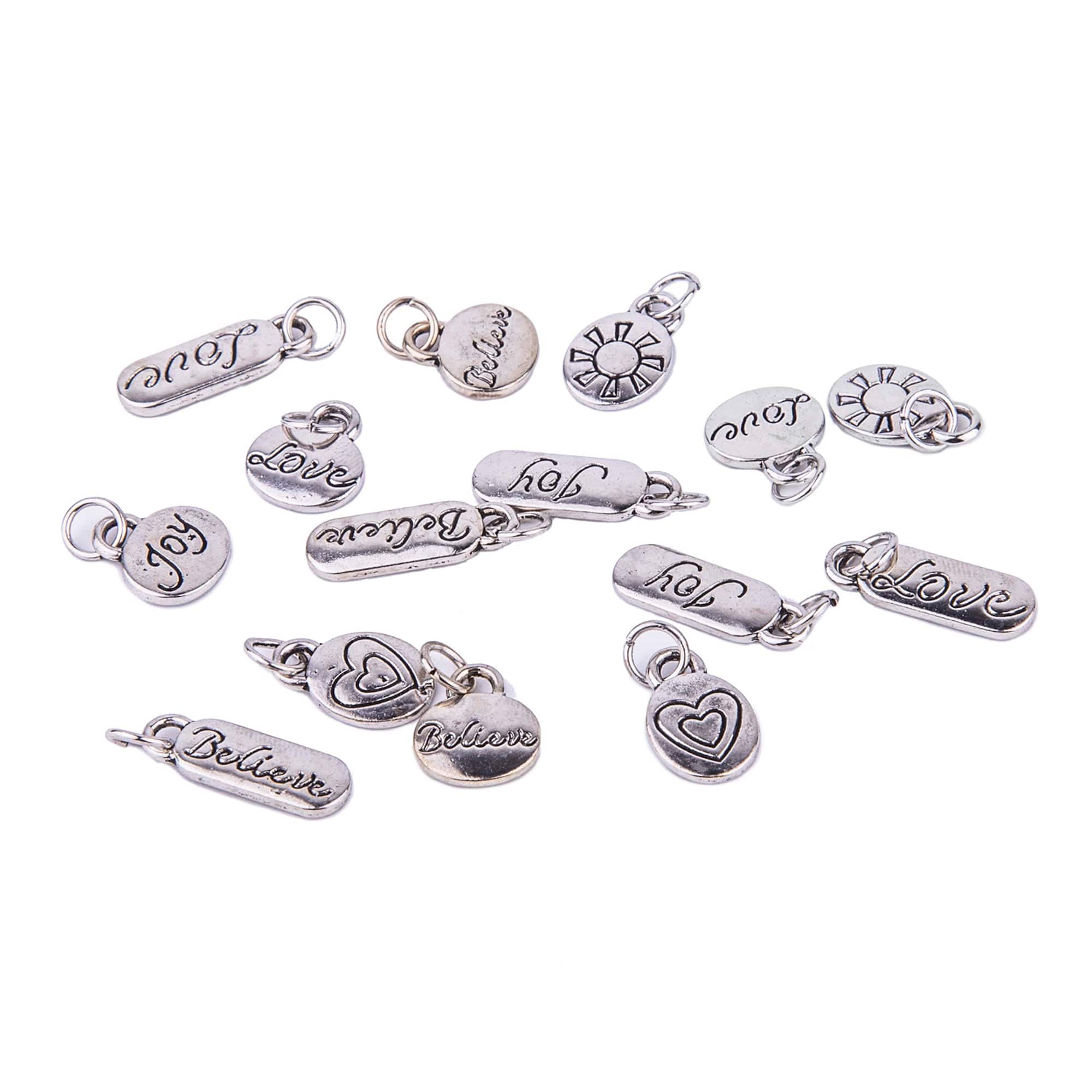 Rhodium-Colored Words Charm Set by Bead Landing™